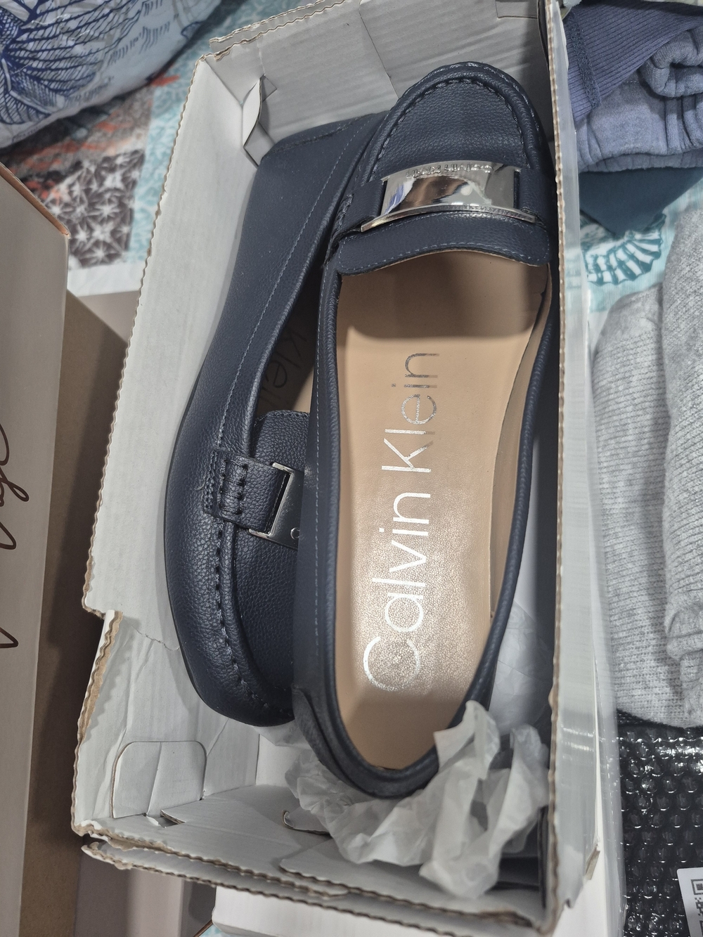 Calvin Klein Black Slip-On Loafers with Silver Accent